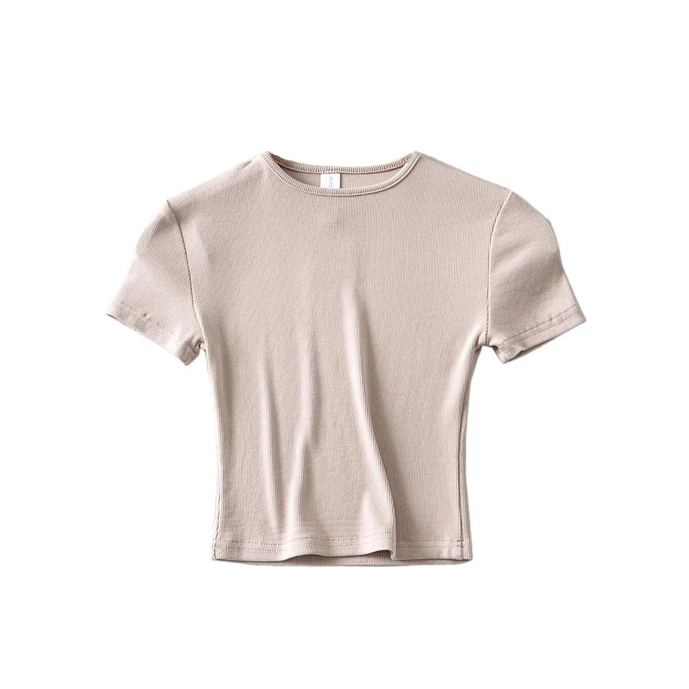 Bradely Michelle Fashion Casual 2020 Summer Woman Slim Fit T-shirt Tight Cotton Short-Sleeve O-neck Tee Crop Tops
