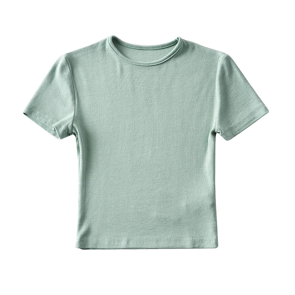 Bradely Michelle Fashion Casual 2020 Summer Woman Slim Fit T-shirt Tight Cotton Short-Sleeve O-neck Tee Crop Tops