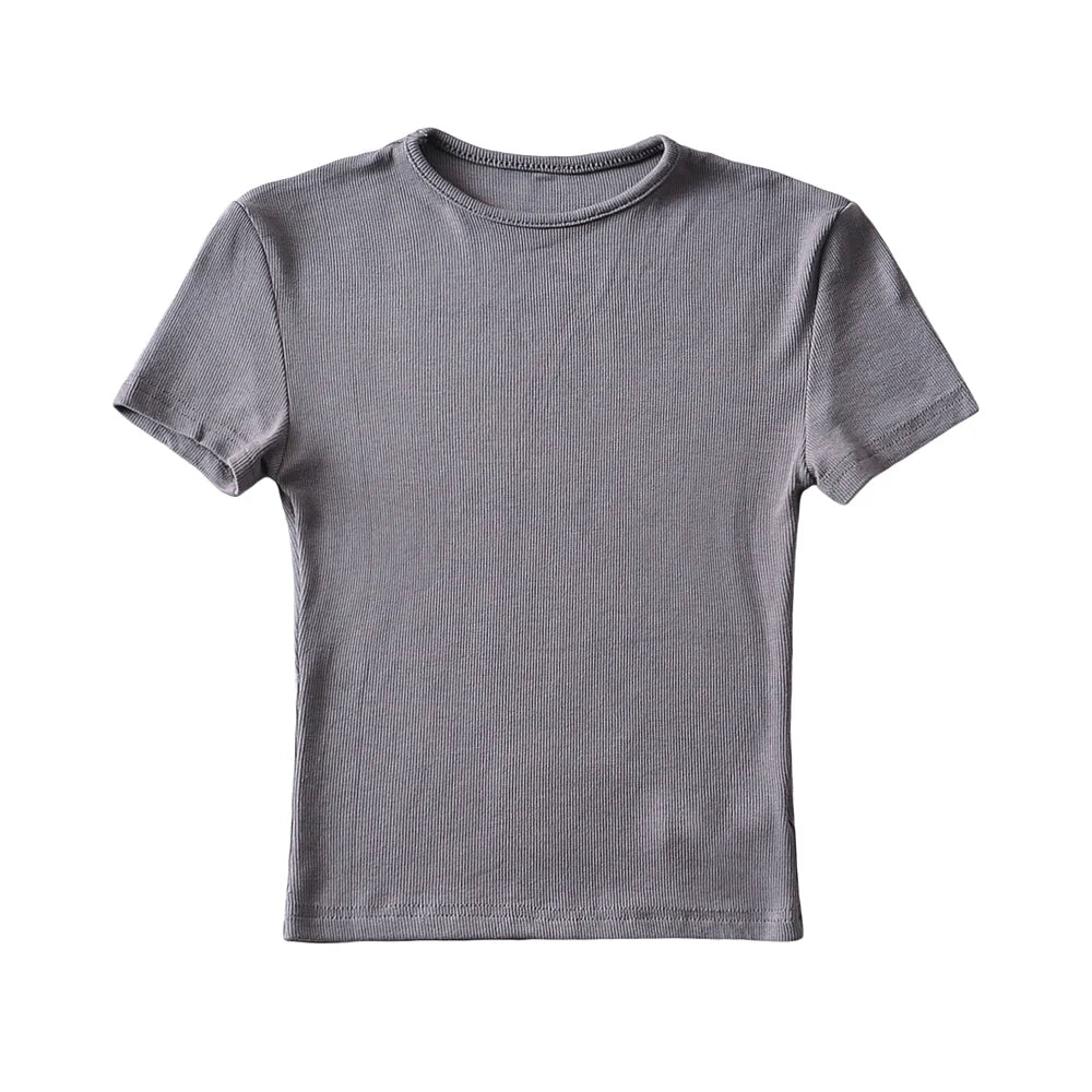 Bradely Michelle Fashion Casual 2020 Summer Woman Slim Fit T-shirt Tight Cotton Short-Sleeve O-neck Tee Crop Tops